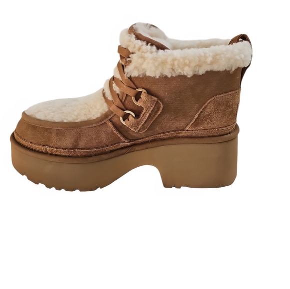 UGG Classic New Heights Lace Up Chestnut Boot Womens Size 12 S/N 1167772 NEW - Picture 2 of 9